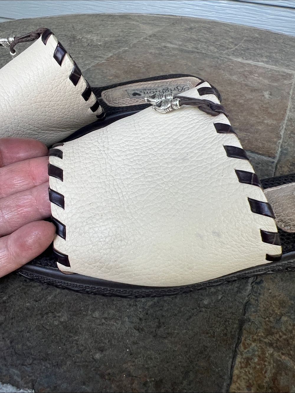 Brighton Cream Leather Slip-On Mules with Braided Trim - Picture 5 of 12